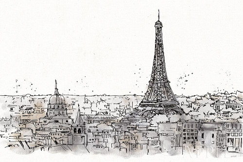 Skyline Sketches II No Words Flowers Poster Print by Anne Tavoletti # 59329