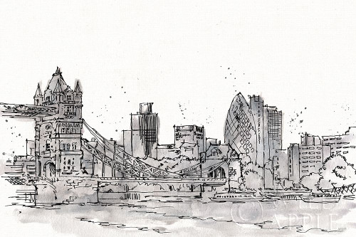 Skyline Sketches IV No Words Flowers Poster Print by Anne Tavoletti # 59331