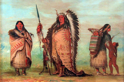 Sioux, Black Rock with family Poster Print by George Catlin # 56080