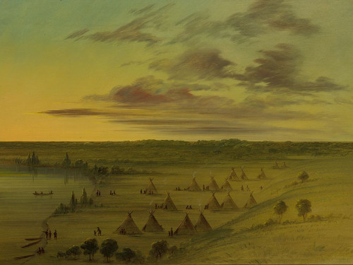 Sioux Village Lac du Cygne Poster Print by George Catlin # 56071