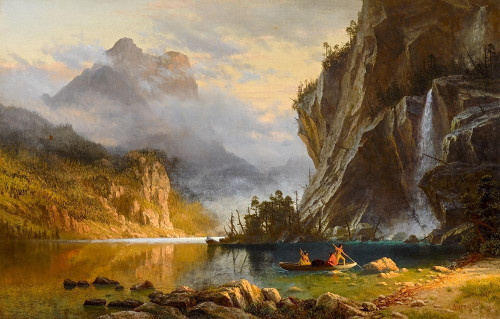 Indians Spear Fishing Poster Print by Albert Bierstadt # 55912