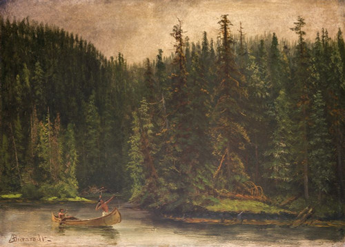 Indian Hunters in Canoe Poster Print by Albert Bierstadt # 55852
