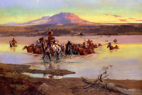 Fording the Horse Herd Poster Print by Charles M Russell # 55747
