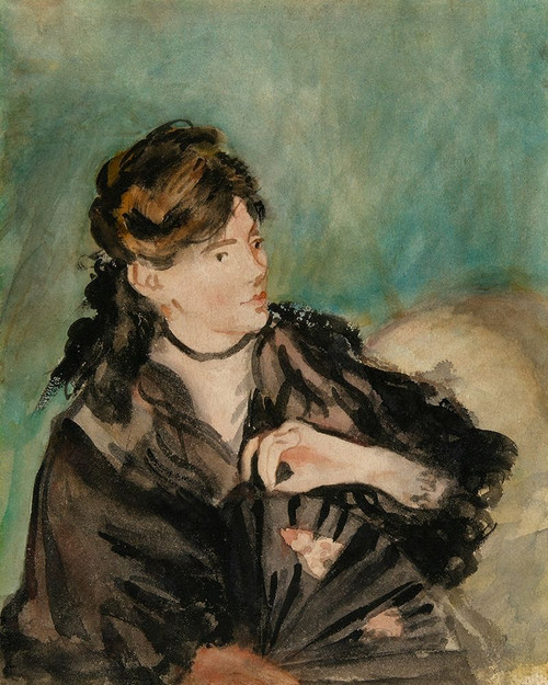 Portrait of Berthe Morisot with a Fan Poster Print by Edouard Manet # 56519