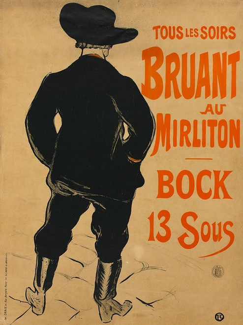 Aristide Bruant Poster Print by Henri de Toulouse-Lautrec # 56378