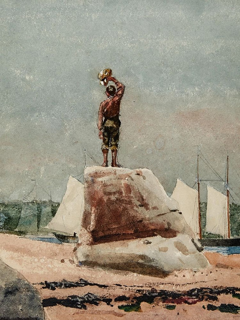 Boy Hailing Schooners Poster Print by Winslow Homer # 56234