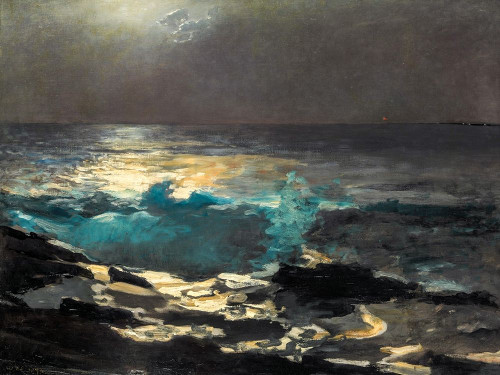 Moonlight, Wood Island Light Poster Print by Winslow Homer # 55615