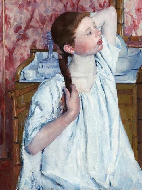 Girl Arranging Her Hair Poster Print by Mary Cassatt # 55381