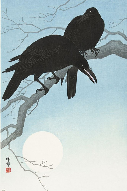 Two crows on a branch Poster Print by Ohara Koson # 55138 Two crows on a branch Poster Print by Ohara Koson # 55138
