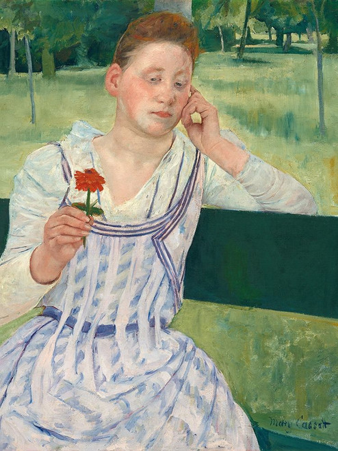 Woman with a Red Zinnia Poster Print by Mary Cassatt # 55384