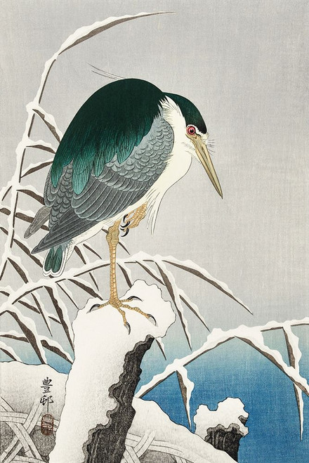 Heron in snow Poster Print by Ohara Koson # 55168
