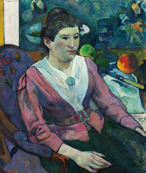 Woman in front of a Still Life by Cezanne Poster Print by Paul Gaugin # 54453