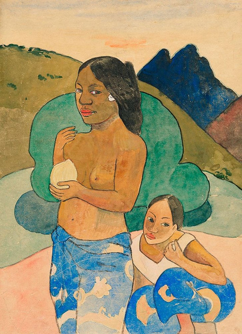 Two Tahitian Women in a Landscape Poster Print by Paul Gaugin # 54458
