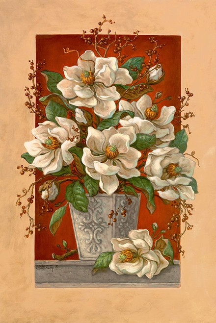 Magnolias En Rouge Poster Print by Janet Kruskamp # 54299