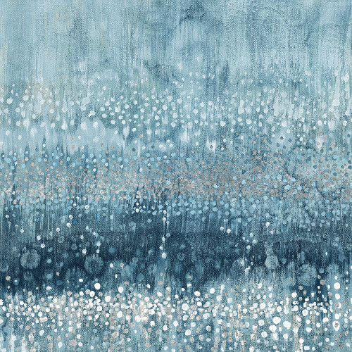 Rain Abstract III Blue Silver Poster Print by Danhui Nai # 54049