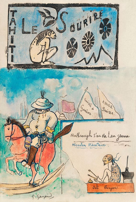 Caricatures of Gauguin and Governor Gallet, with headpiece from Le sourire Poster Print by Paul Gaugin # 54550