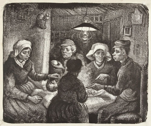 Composition lithograph of The Potato Eaters Poster Print by Vincent Van Gogh # 53772