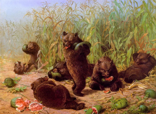 Bears in the Watermelon Patch Poster Print by William Holbrook Beard # 53257