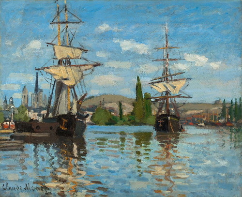 Ships Riding on the Seine at Rouen Poster Print by Claude Monet # 53132