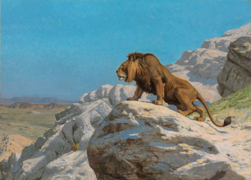 Lion on the Watch Poster Print by Jean-Leon Gerome # 50410