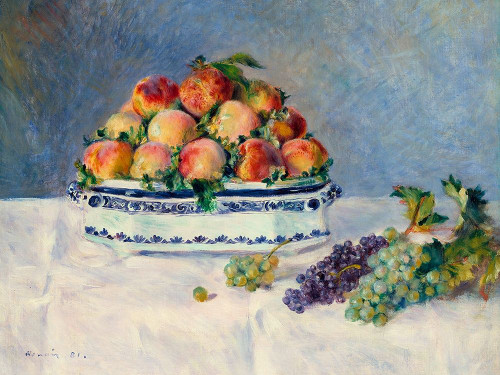 Still Life with Peaches and Grapes Poster Print by Pierre-Auguste Renoir # 3PR5223