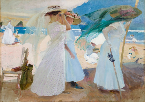 Under the Awning- Zarauz Poster Print by Joaquin Sorolla y Bastida # 3AA5238