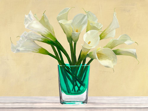 White Callas in a Glass Vase Poster Print by Andrea Antinori # 3AT5140