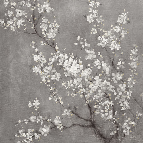 White Cherry Blossoms II on Grey Crop Poster Print by Danhui Nai # 30777
