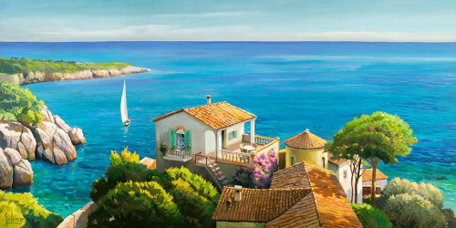 Villa sul Mediterraneo Poster Print by Adriano Galasso # 2AD5304
