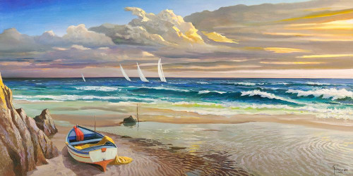 Tramonto sulla battigia Poster Print by Adriano Galasso # 2AD5303