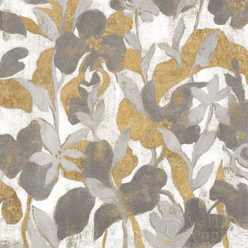 Painted Tropical Screen II Gray Gold Crop Poster Print by Silvia Vassileva # 36148A