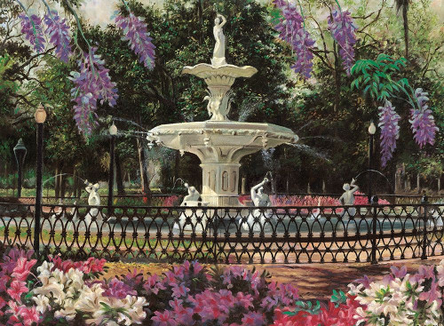 Garden Fountain Poster Print by Unknown Unknown # 21927