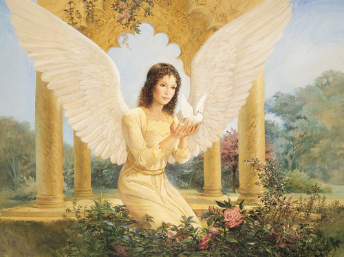Angel and Dove Poster Print by Unknown Unknown # 21296