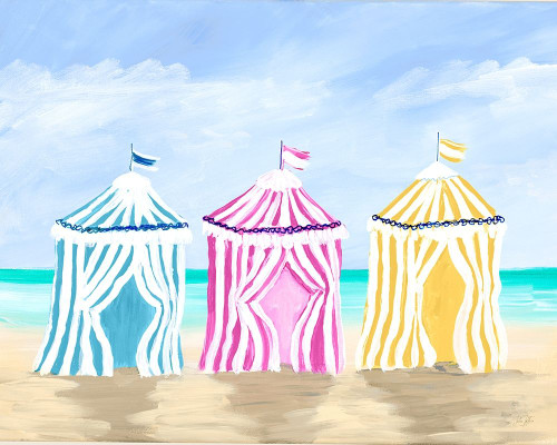 Beach Cabanas Poster Print by Julie DeRice # 15935
