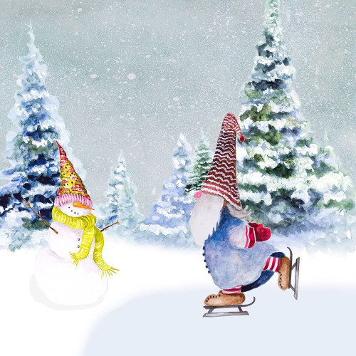 Gnomes Ice Skating I Poster Print by Janice Gaynor # 14809JB
