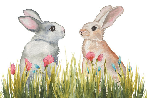 Bunnies Among the Flowers II Poster Print by Elizabeth Medley # 14559