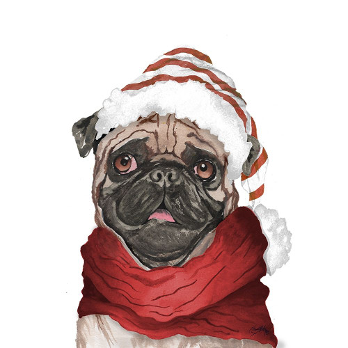 Holiday Pug Poster Print by Elizabeth Medley # 13939C