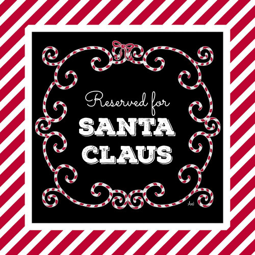 Reserved for Santa on Candy Cane Red Stripes Poster Print by Andi Metz # 13594BA