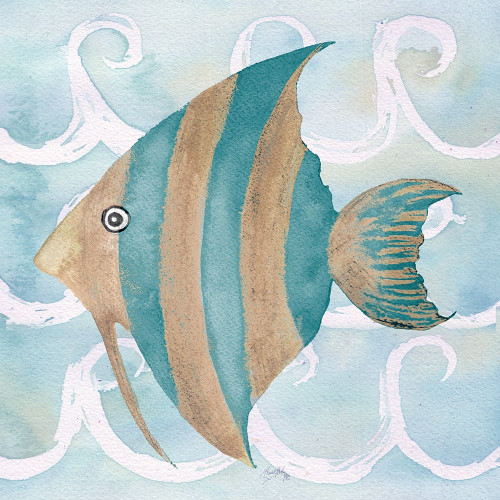 Sea Creatures on Waves IV Poster Print by Elizabeth Medley # 13112QB