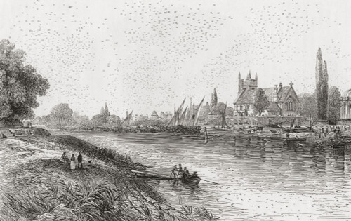 Swallows at Isleworth, West London, England, seen here in the 19th century  From English Pictures, published 1890 Poster Print by Hilary Jane Morgan (17 x 11) # 12576748