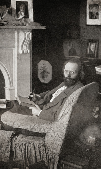 Sir Thomas Henry Hall Caine, 1853 _ 1931, aka  Hall Caine  British author  Seen here in his study  From International Library of Famous Literature, published c 1900 Poster Print by Hilary Jane Morgan (11 x 18) # 12576362