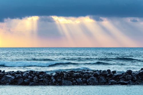 Sunrise over Lydgate Beach and the ocean from the coast of Kauai with a breakwater; Kapaa, Kauai, Hawaii, United States of America Poster Print by The Nature Collection (19 x 12) # 12575087 Sunrise over Lydgate Beach and the ocean from the coast of Kauai with a breakwater; Kapaa, Kauai, Hawaii, United States of America Poster Print by The Nature Collection (19 x 12) # 12575087