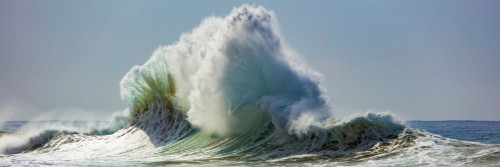 Ocean waves crashing into the shore off the Na Pali coast; Kauai, Hawaii, United States of America Poster Print by The Nature Collection (27 x 9) # 12574058