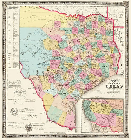 Texas State of J de Cordova - Colton 1856 by Colton (11 x 12)