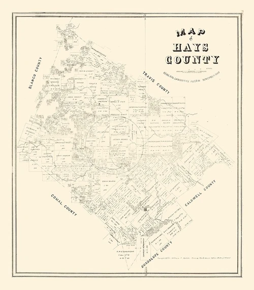 Hays County Texas - Walsh 1880 by Walsh (10 x 12)