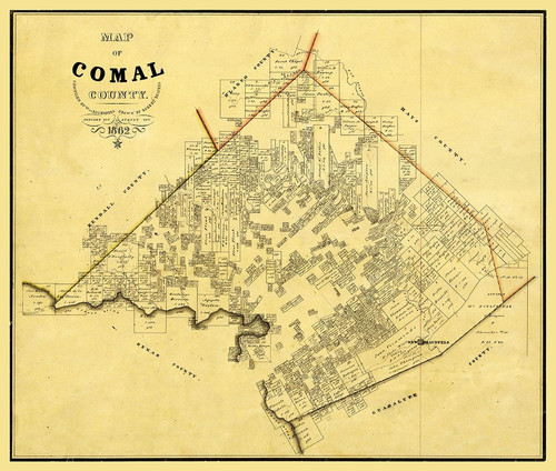Comal County Texas - Rosenberg 1862 by Rosenberg (12 x 10)