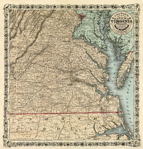 Seat of War Virginia - Colton 1862 by Colton (11 x 12)