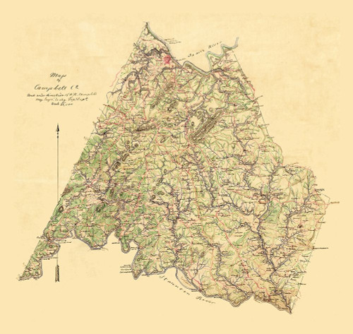 Campbell County Virginia - Campbell 1860 by Campbell (12 x 11)