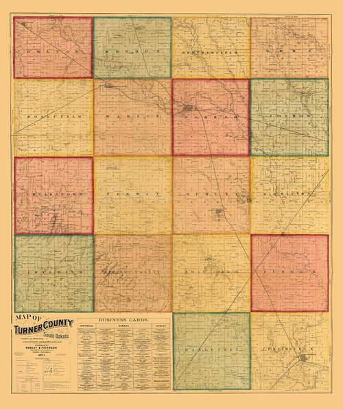 Turner County South Dakota - Rowley 1893 by Rowley (18 x 24)