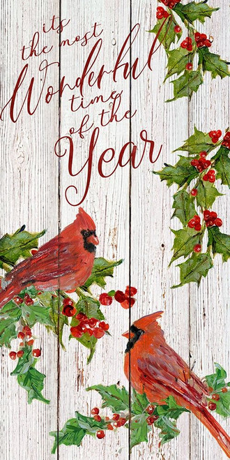Wonderful Time Cardinals by Sally Swatland (12 x 24)